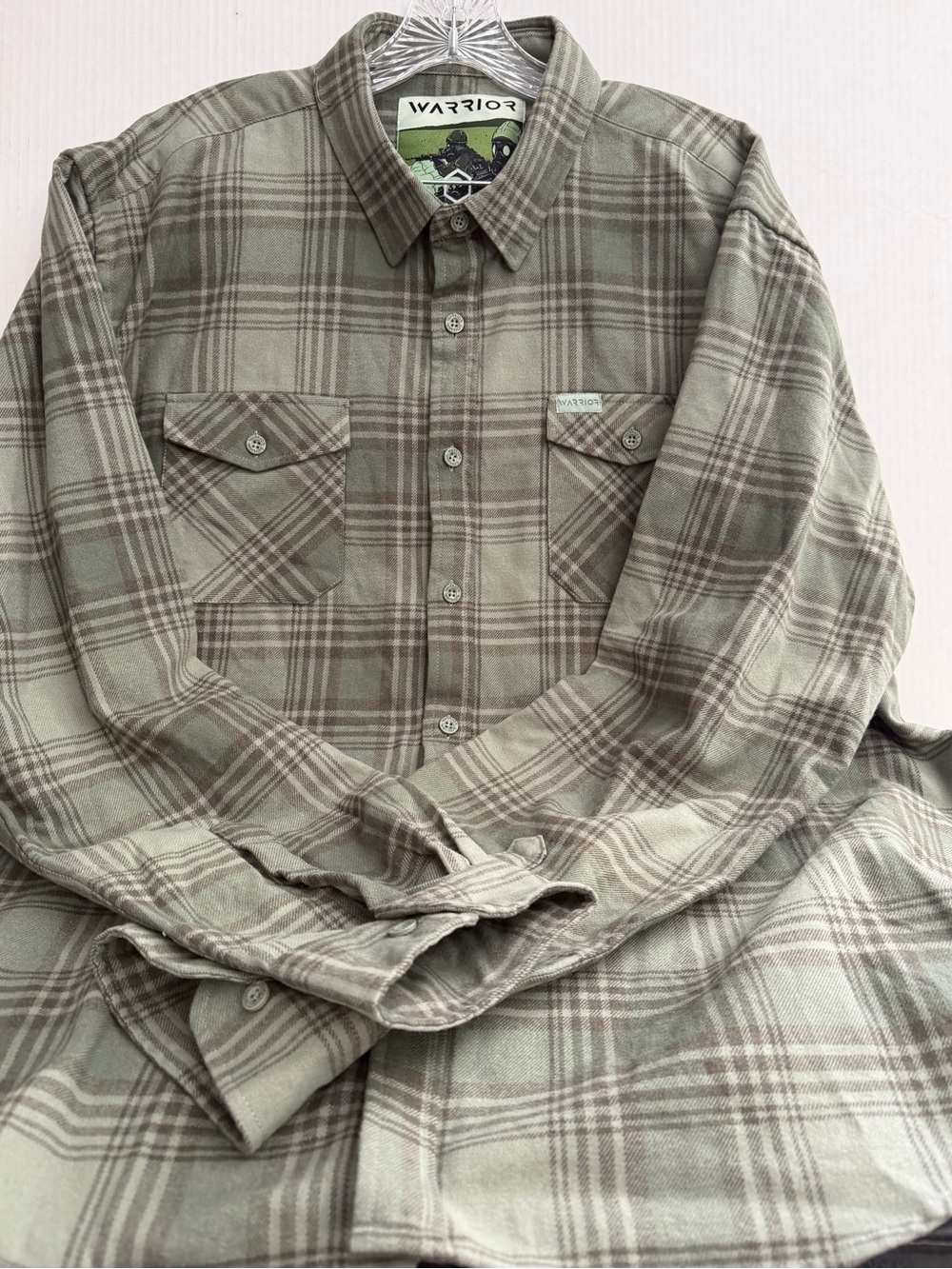 Warrior Men's Plaid Flannel Button-Down Shirt